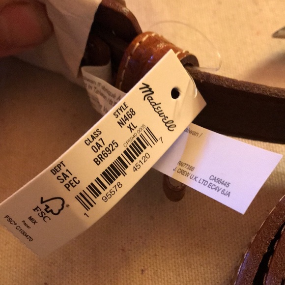 NWT Madewell Sz XL BELT - brown CROC-EMBOSSED LEATHER COVERED BUCKLE BELT - Picture 7 of 8